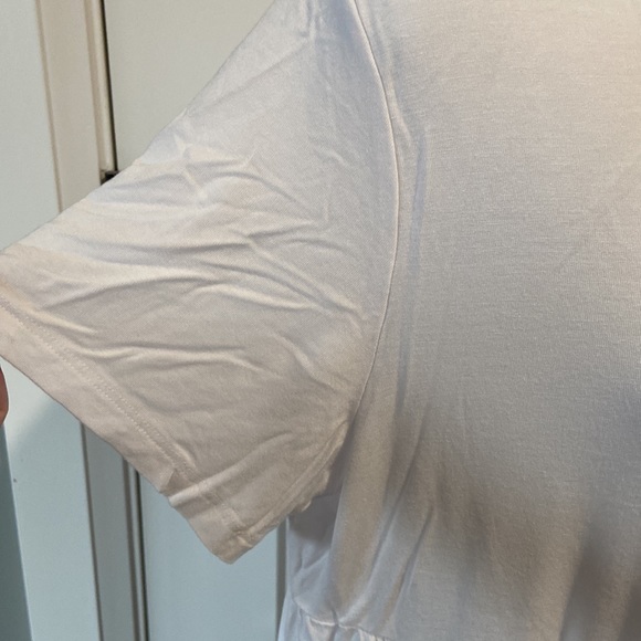 George Womens Top XL Tee Shirt White Scoop Neck Panels Short Sleeve Rayon Soft - Picture 3 of 7